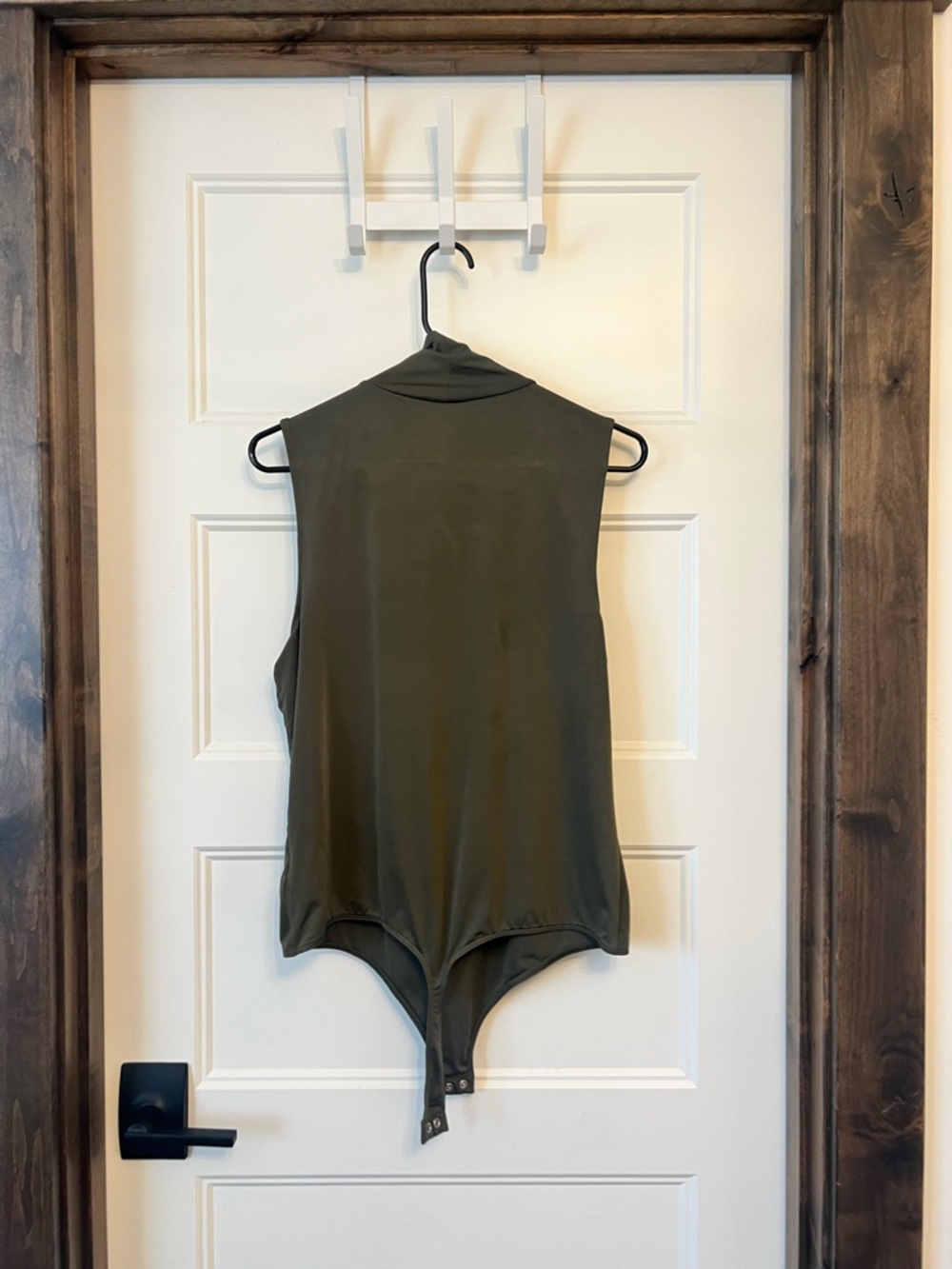 Express Olive Green Sleeveless Mock Neck Bodysuit - Picture 3 of 3